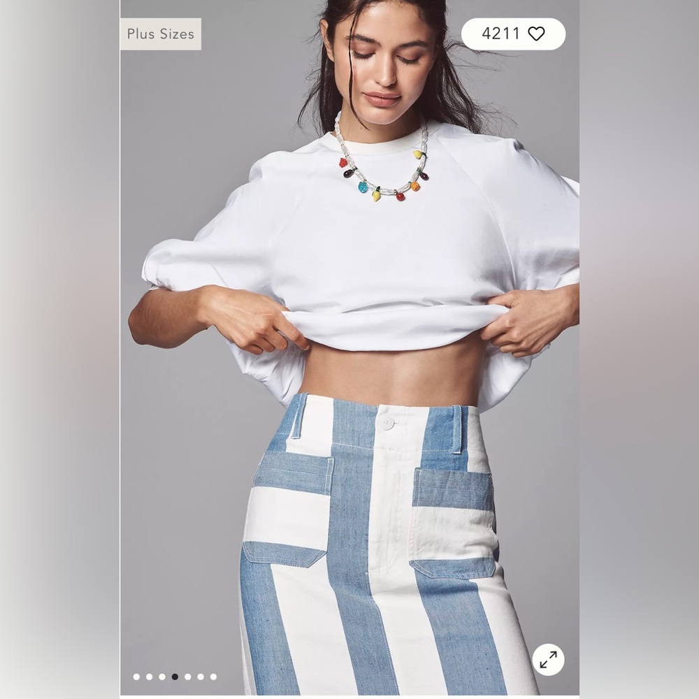 NWT Anthropologie The Colette Maxi Skirt by Maeve Preppy Stripe Large - Picture 4 of 9